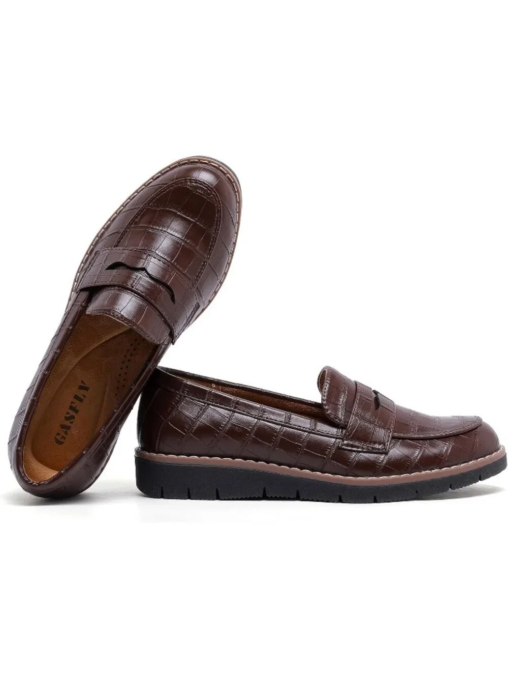 🆕Women's Dark Brown Round Toe Platform Chunky Heeled Loafers Business Shoes